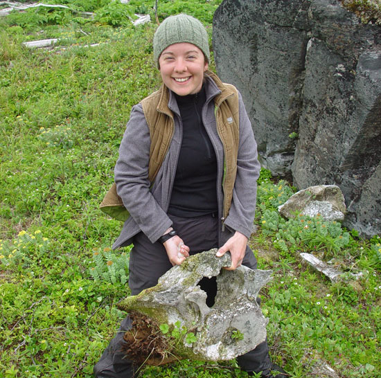 Brenna with the fused neck bones of a long dead whale