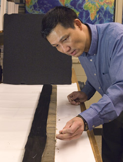 Lin will analyze the seafloor sediment cores he retrieved from the seafloor off Sumatra to see if it can reveal a history of earthquakes and tsunamis in the region.