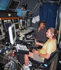 Anna Michel at controls of Jason ROV