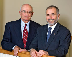 Bob Gagosian, right, with Jim Moltz, chairman of the Board of Trustees.