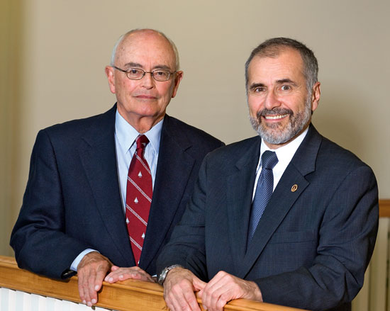 Bob Gagosian, right, with Jim Moltz, chairman of the Board of Trustees. 