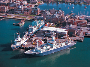 3 ships at WHOI dock at same time