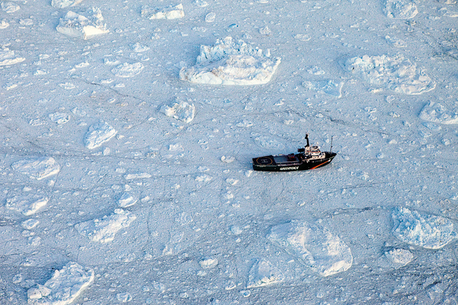 greenpeace vessel in greenland