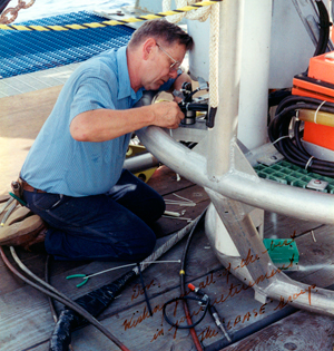 Don Koelsch adjusting the NOBEL device