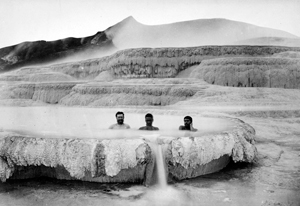bathers in hot pool at White Terraces