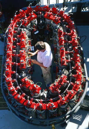 Don Koelsch adjusts the NOBEL device prior to deployment