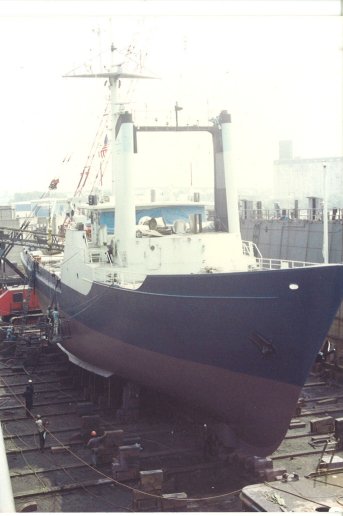 Oceanus in Drydock in New York Before Her Mid-life Refit