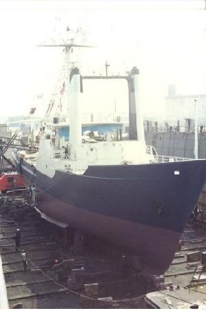 Oceanus in Drydock in New York Before Her Mid-life Refit