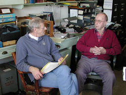 Volunteer Frank Taylor interviews Geoff Whitney for his oral history.