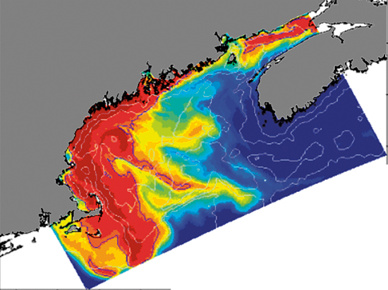 computer simulation of the historic 2005 toxic algae bloom in New England