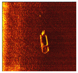 0 meter range scale sonar image of sunken boat