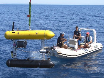 The SeaBED AUV returns from an archaeological dive in the Aegean Sea