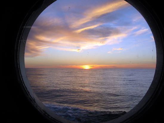 Sunset through a port hole.