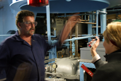 Kate in engine room.