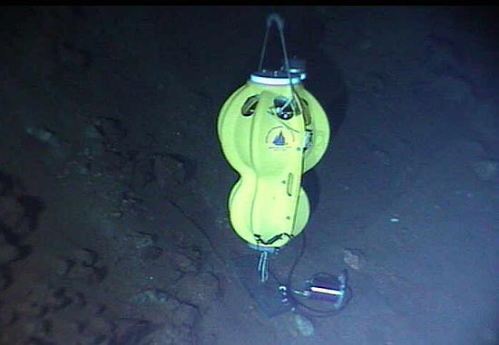 Ocean-bottom seismometer being field-tested