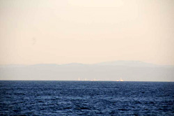 The reactor complex at Fukushima from outside the exclusion zone.