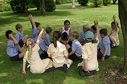 Class outdoors at Sidcot School.