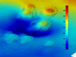 High-resolution bathymetry of extinct asphalt volcanoes at the dome site, collected using the autonomous underwater vehicle Sentr
