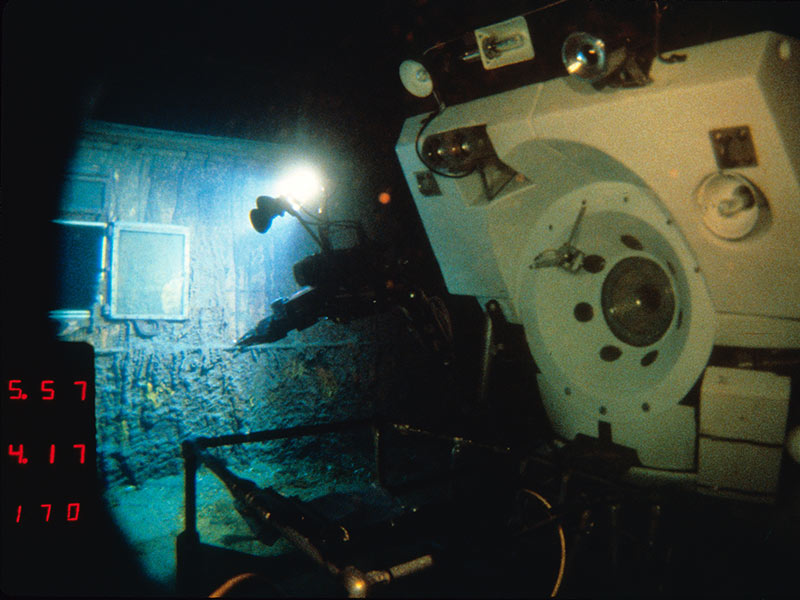 Alvin on deck of Titanic, 1986