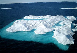 Massive ice block floating free from the main ice pack.