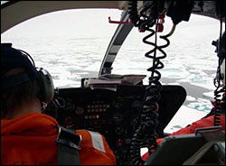 Ice reconnaissance by helicopter.