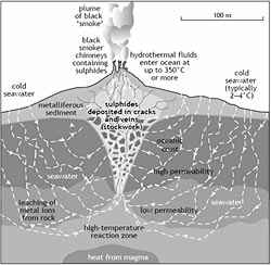 environment in which massive sulfide deposits