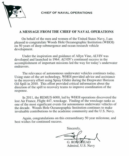 Letter from the Chief of Naval Operations