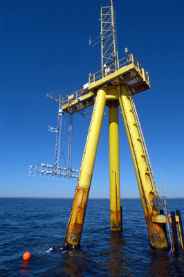 Close up of the Air-Sea Interaction Tower at MVCO.