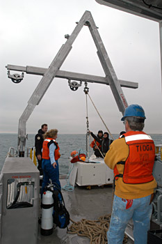 A-frame and electric winch