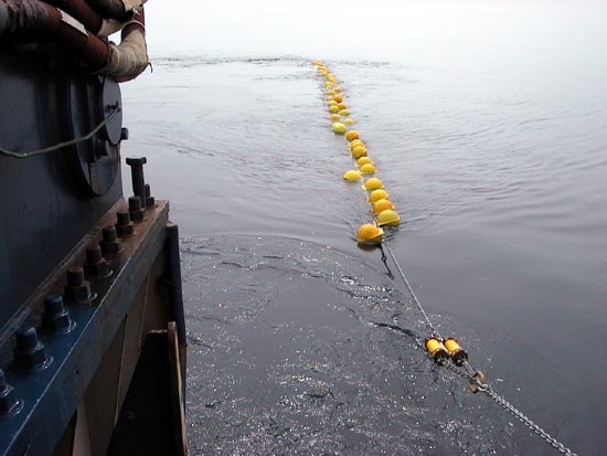 Crew strings out the Nootka mooring line.