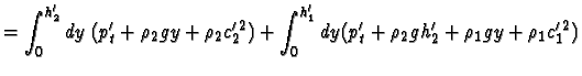 $\displaystyle = \int_0^{h_2^\prime} dy\;(p_t^\prime+\rho_2 gy+\rho_2 c_2^{\prim...
...h_1^\prime} dy (p_t^\prime+\rho_2 gh_2^\prime+\rho_1 gy+\rho_1 c_1^{\prime\,2})$
