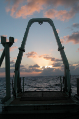 RV KNORR fantail at sunset