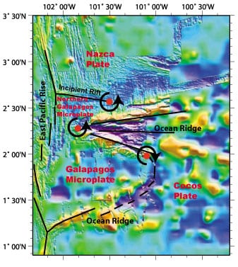 Diagrams superimposed on seafloor terrain