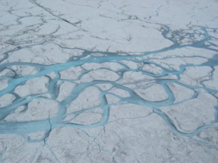 aerial view of melt streams