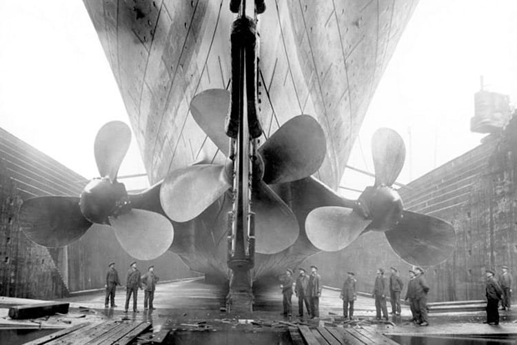 Titanic had three huge propellers