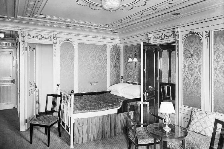 A first-class bedroom aboard the Titanic