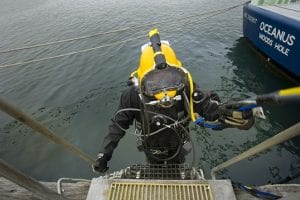 WHOI Diver Julian Schanze on a Kirby Morgan Superlite-37, 2011.