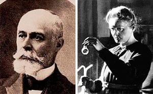 Antoine Becquerel (left) and Marie Curie