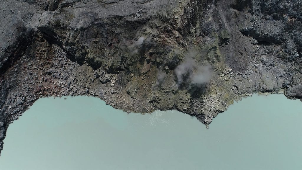 Drone view above Poás volcano. Credit: Peter Barry.