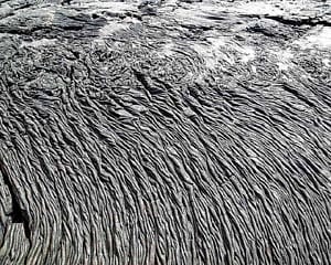 Ropy pahoehoe lava on Santiago Island, Galápagos.