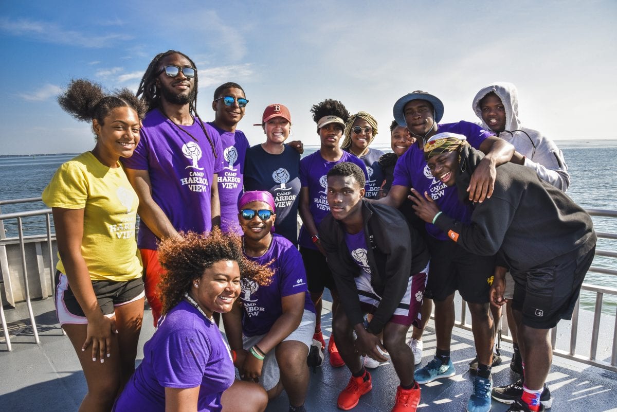 Leaders-in-Training from Camp Harbor View participate in whale watching trip with WHOI biologists