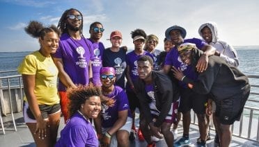 Leaders-in-Training from Camp Harbor View participate in whale watching trip with WHOI biologists