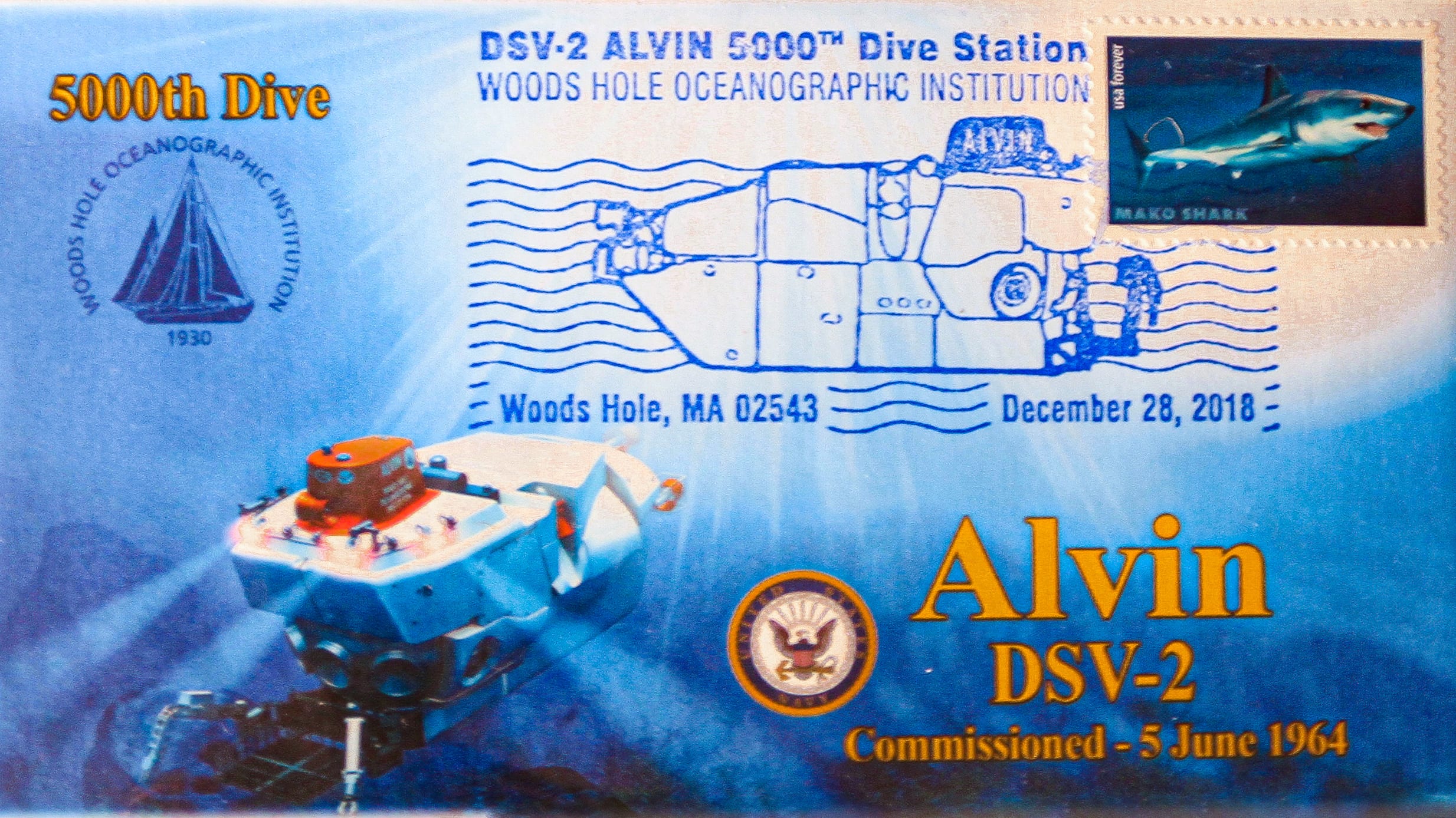 alvin 5000 dive pictorial postmark