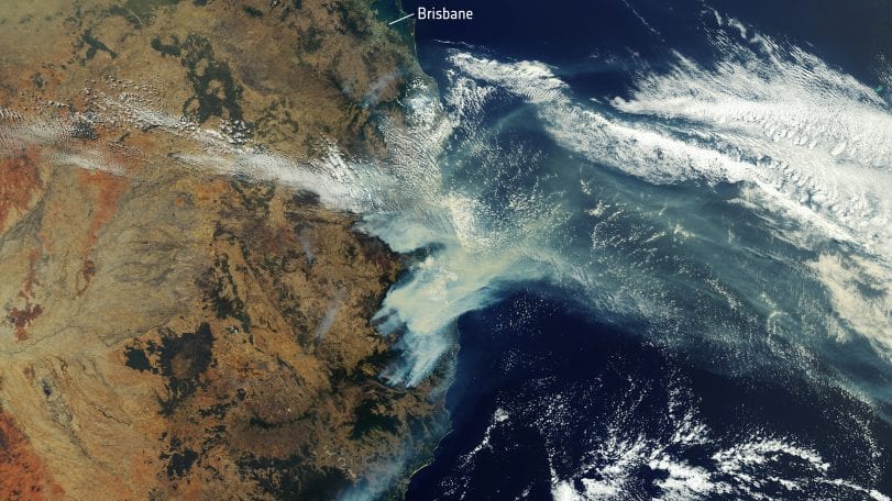 Australia satellite image of bushfire