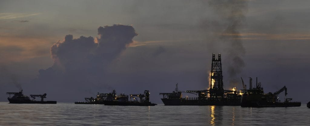 The Deepwater Horizon well released an estimated 168 million gallons of oil and 45 million gallons of natural gas into the ocean, making it the largest accidental marine oil spill in history. (Photo by Cabell Davis, © Woods Hole Oceanographic Institution)

