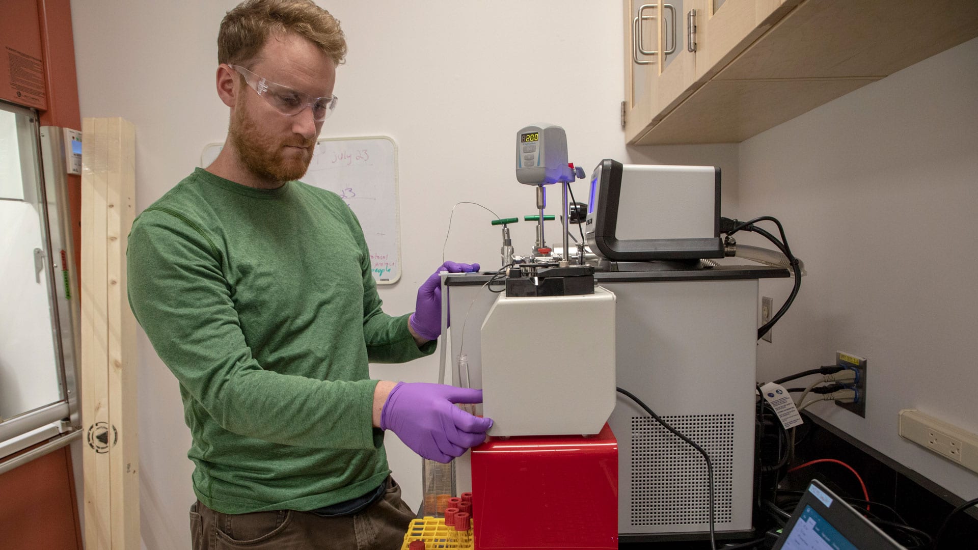 Collin Ward working in lab