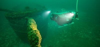ROV inspects a shipwreck in the Stellwagen Bank Marine Sanctuary