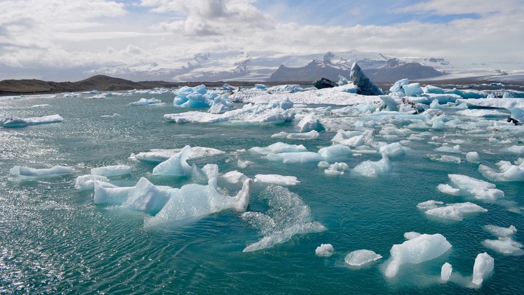 Melting ice on the Iceland and Greenland ice caps are major sources of fresh water into the North Atlantic, which contributes to sea level rise and potentially disrupts global ocean circulation.
(Photo by Laura Stevens, © Woods Hole Oceanographic Institution)