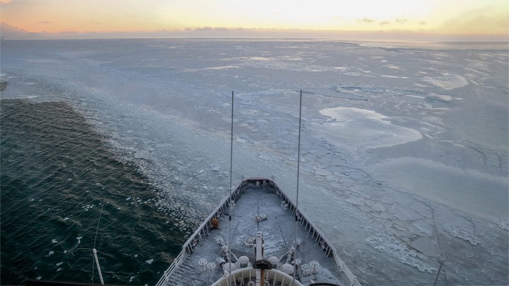U.S. Coast Guard Cutter Polar Star enters the winter pack ice