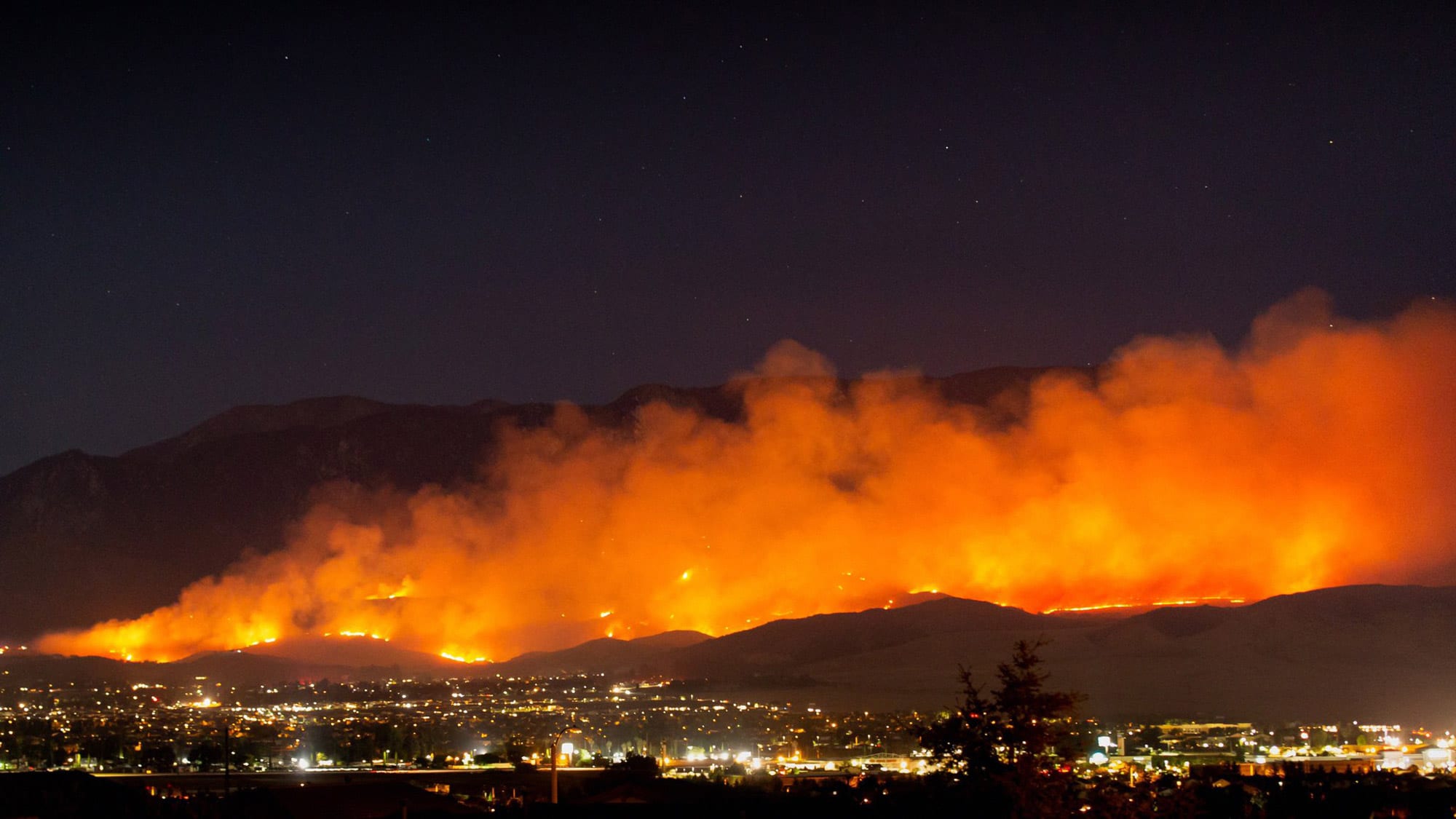 The Apple Fire burns into the night north of Beaumont on Friday, July 31, 2020. Taken by Brody Hessin WIKIMEDIA COMMONS